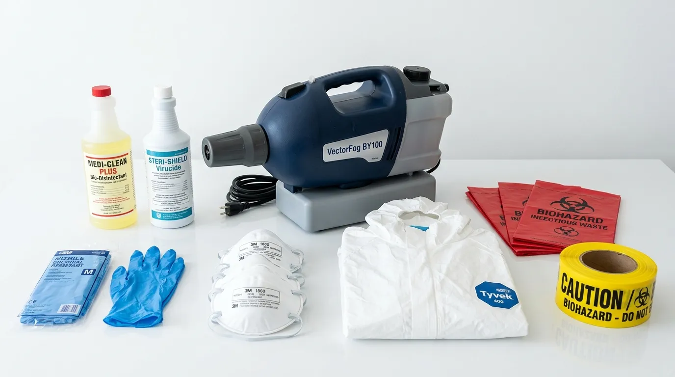 Professional biohazard remediation crew working in Medford