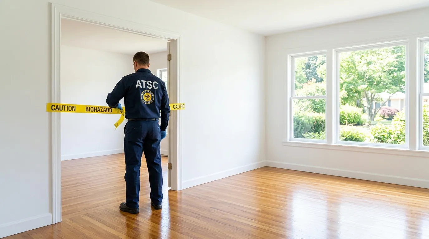 Certified biohazard cleanup crew performing Decomposition Cleanup in Medford